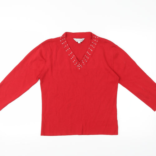 Carolyn Taylor Womens Red   Basic T-Shirt Size 12