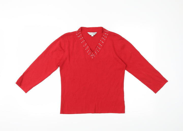 Carolyn Taylor Womens Red Basic T-Shirt Size 12