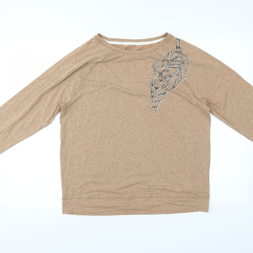 M&S Womens Beige   Basic T-Shirt Size 14