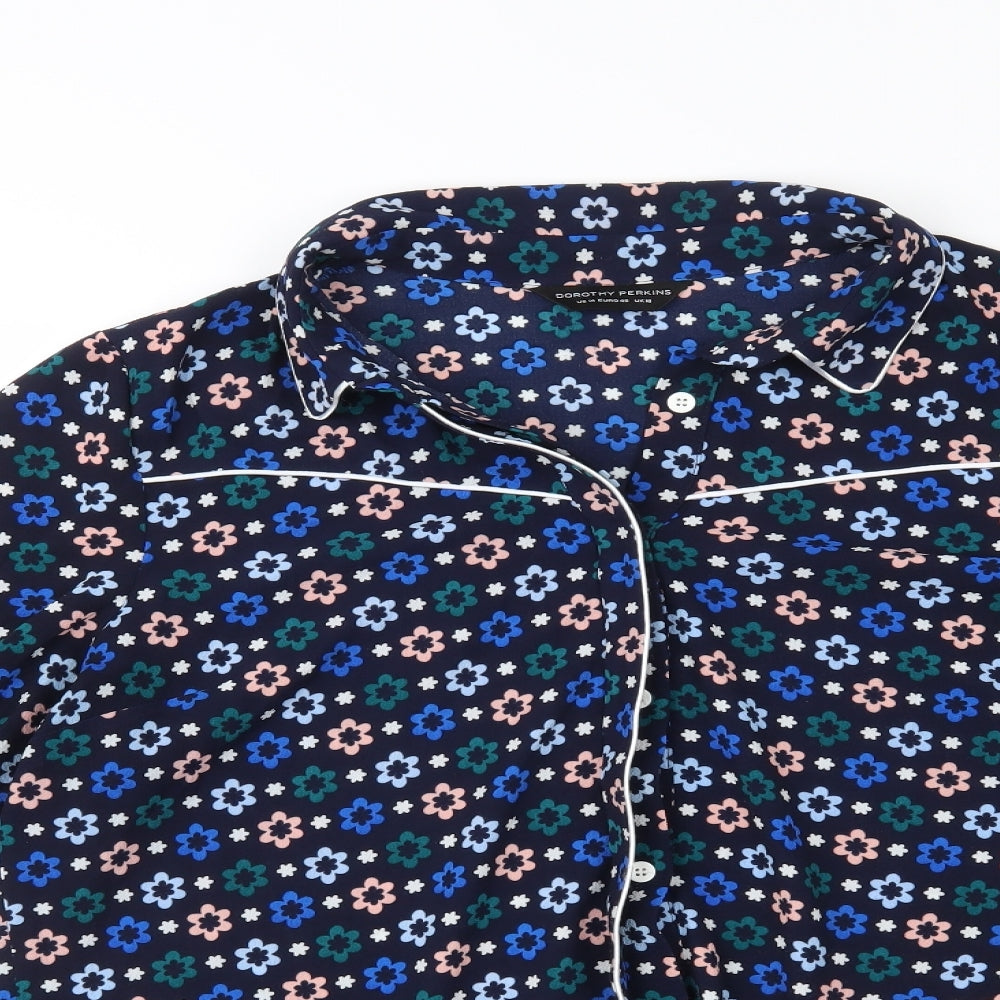 Dorothy Perkins Womens Blue Floral  Basic Blouse Size 18