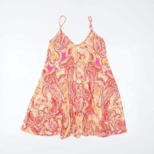 Boohoo Womens Orange Paisley  Basic Tank Size 8