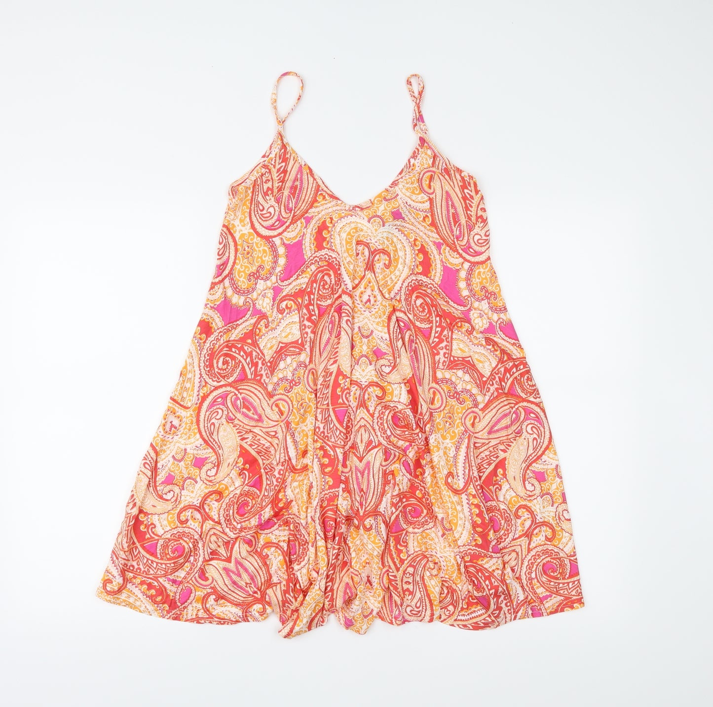 Boohoo Womens Orange Paisley  Basic Tank Size 8