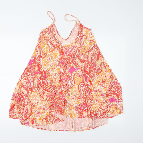 Boohoo Womens Orange Paisley  Basic Tank Size 8