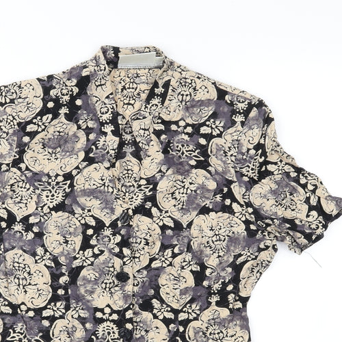 BHS Womens Black Floral  Basic Button-Up Size 10