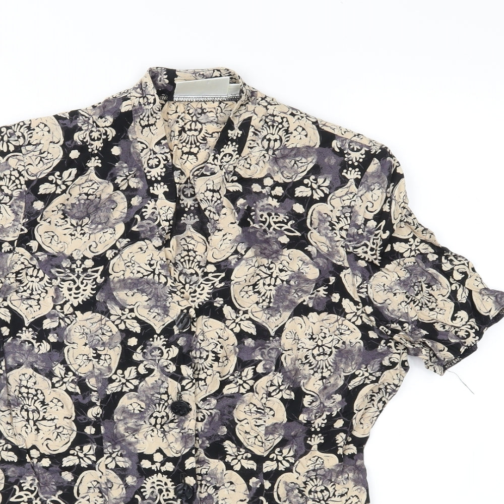 BHS Womens Black Floral  Basic Button-Up Size 10