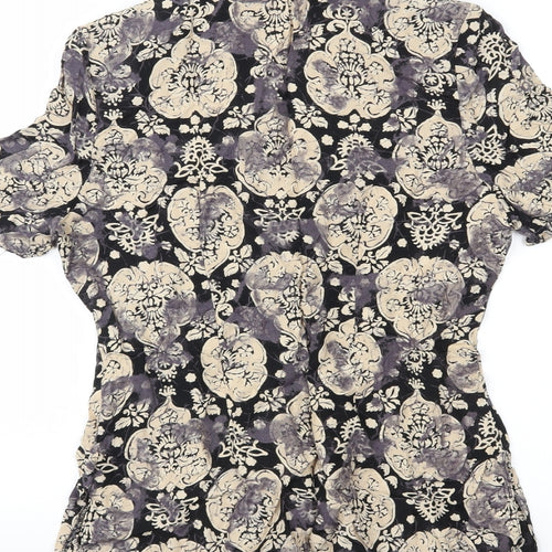 BHS Womens Black Floral  Basic Button-Up Size 10