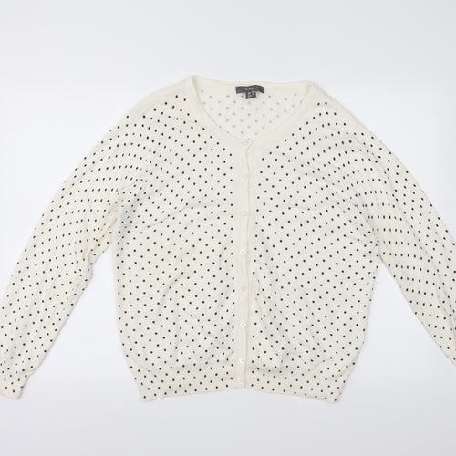 Primark Womens White Polka Dot  Cardigan Jumper Size 18