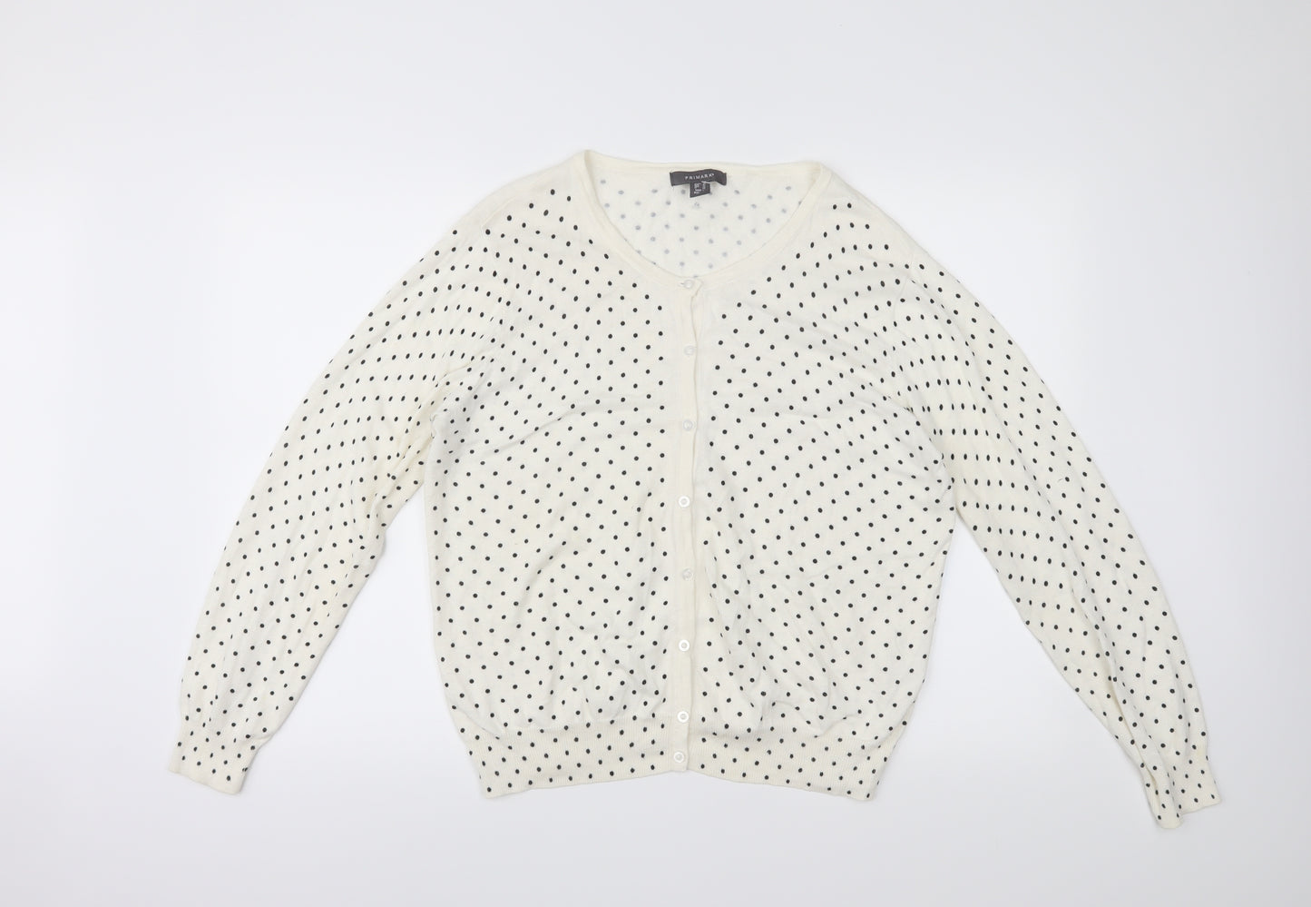 Primark Womens White Polka Dot  Cardigan Jumper Size 18