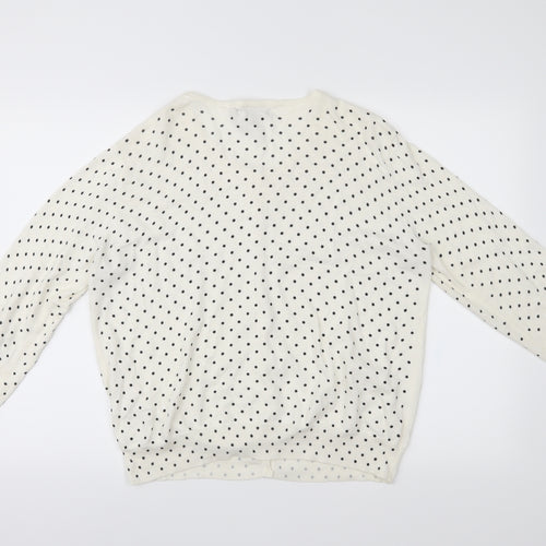 Primark Womens White Polka Dot  Cardigan Jumper Size 18