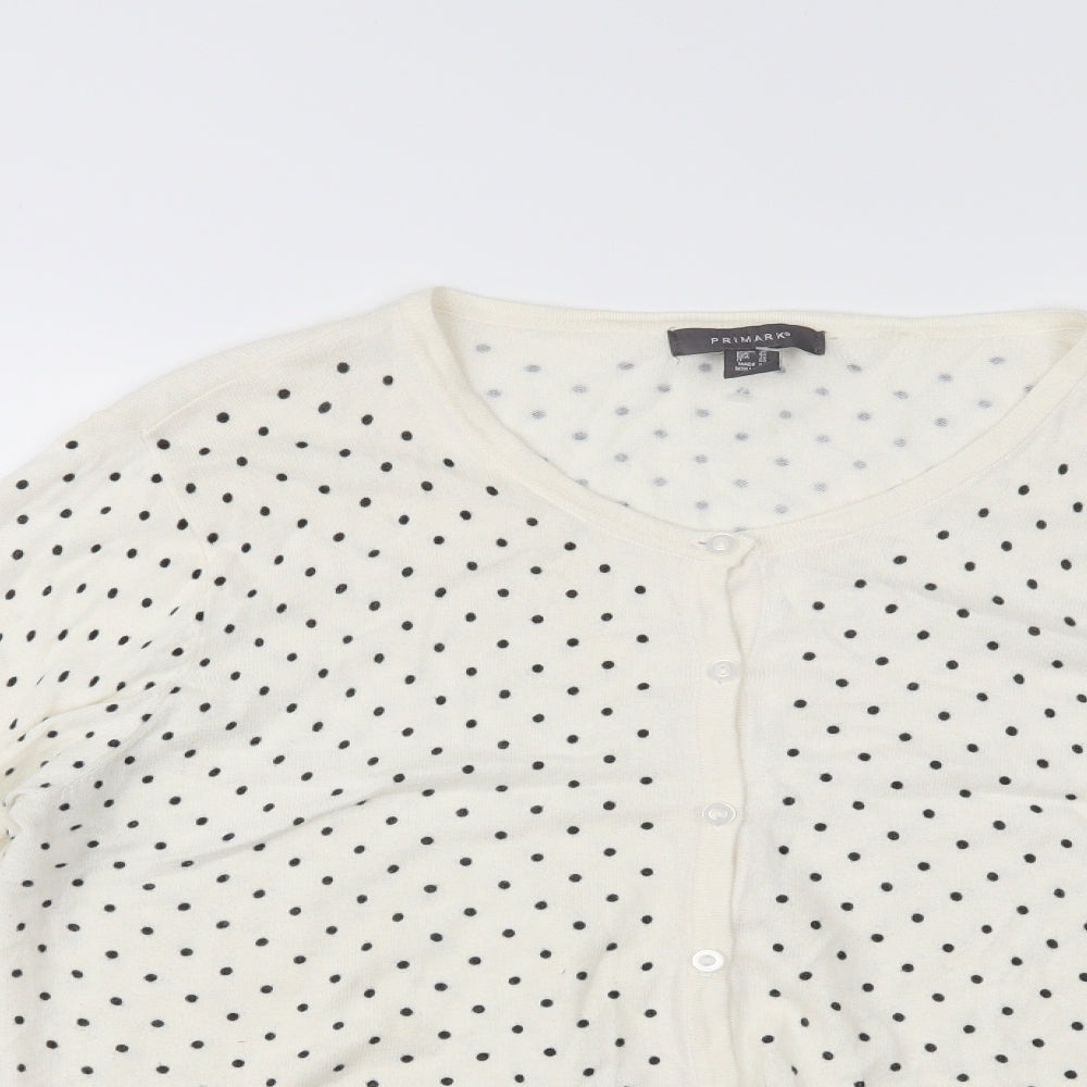 Primark Womens White Polka Dot  Cardigan Jumper Size 18