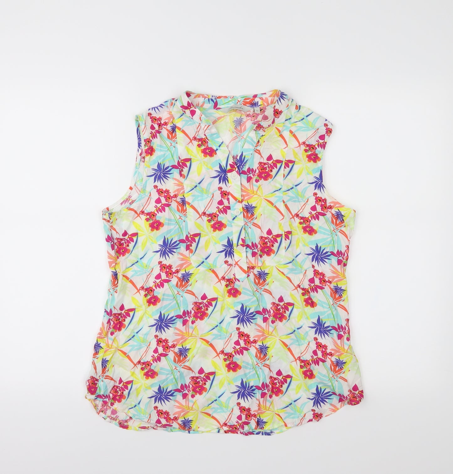 Peacocks Womens Yellow Floral  Basic Tank Size 12
