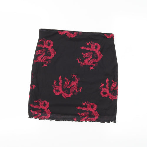 SheIn Womens Black Animal Print  Mini Skirt Size M
