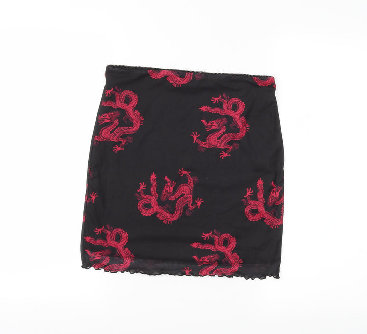 SheIn Womens Black Animal Print Mini Skirt Size M