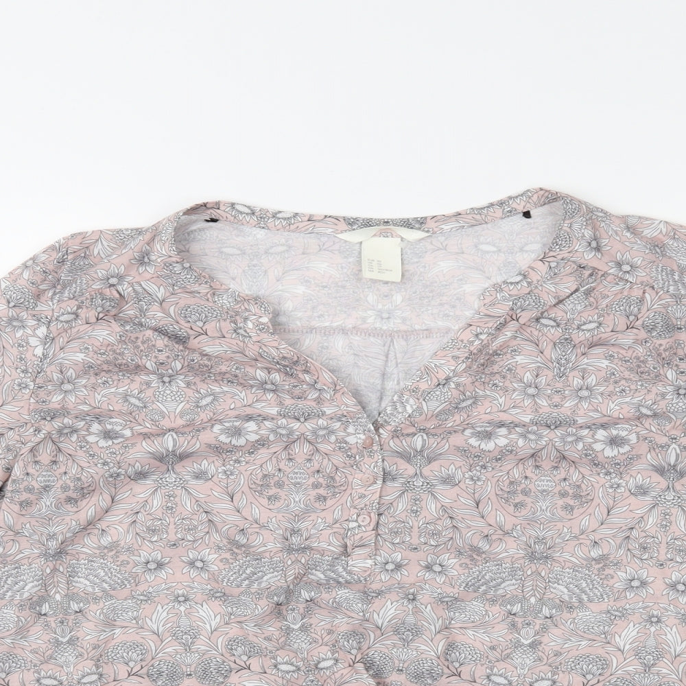 H&M Womens Pink Floral  Basic Blouse Size XS