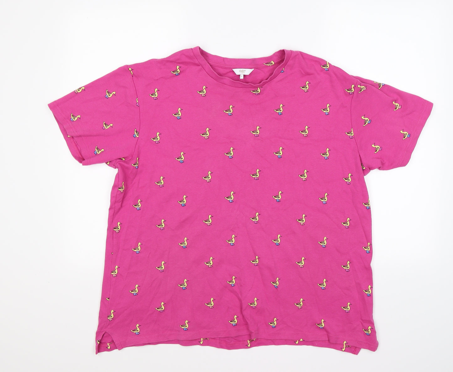 Cotton Traders Womens Pink Animal Print  Basic T-Shirt Size L  - ducks