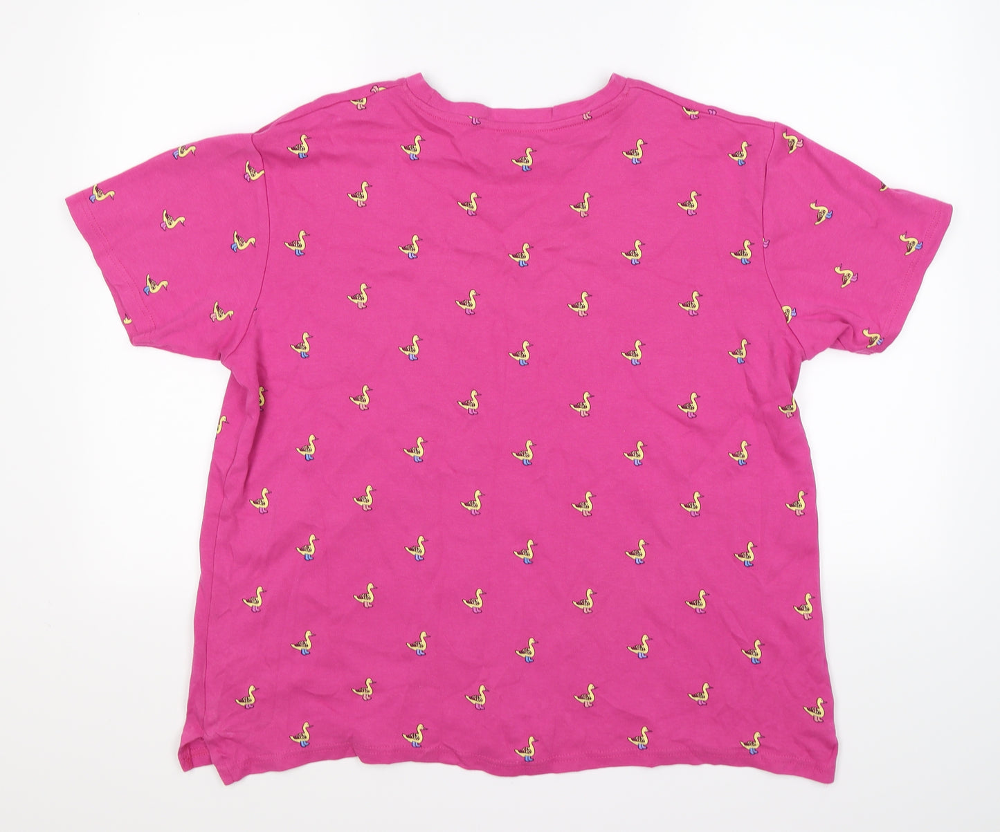 Cotton Traders Womens Pink Animal Print  Basic T-Shirt Size L  - ducks