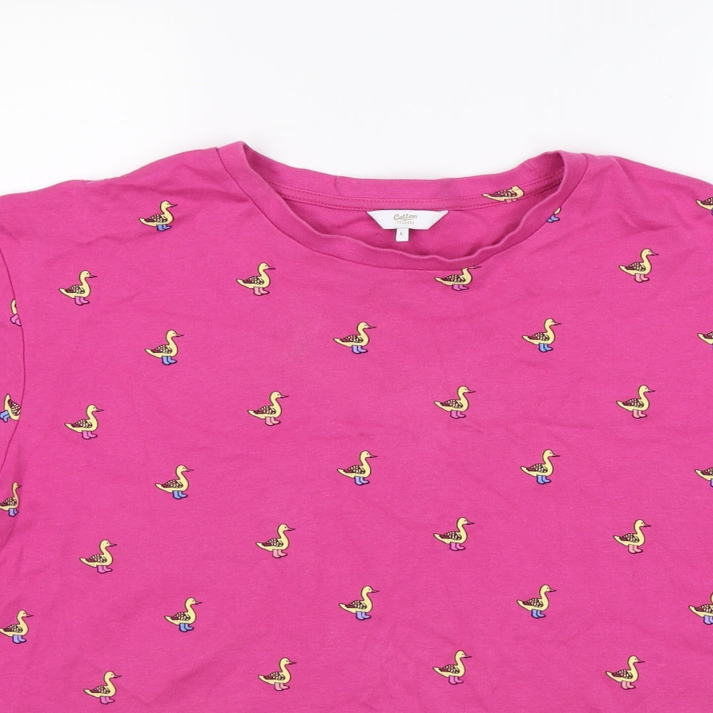 Cotton Traders Womens Pink Animal Print  Basic T-Shirt Size L  - ducks