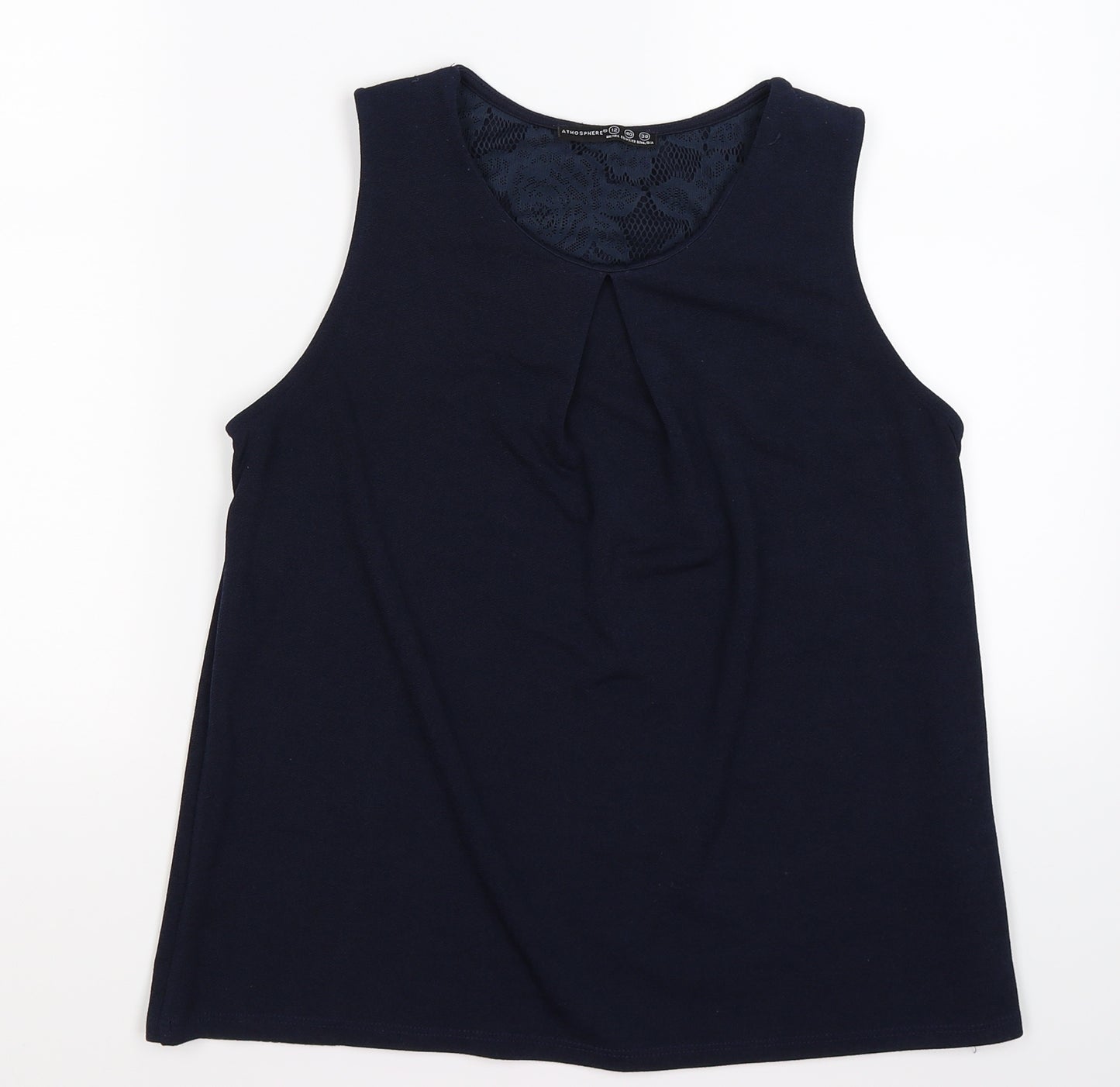 Atmosphere Womens Blue Floral  Basic Tank Size 12  - lace back