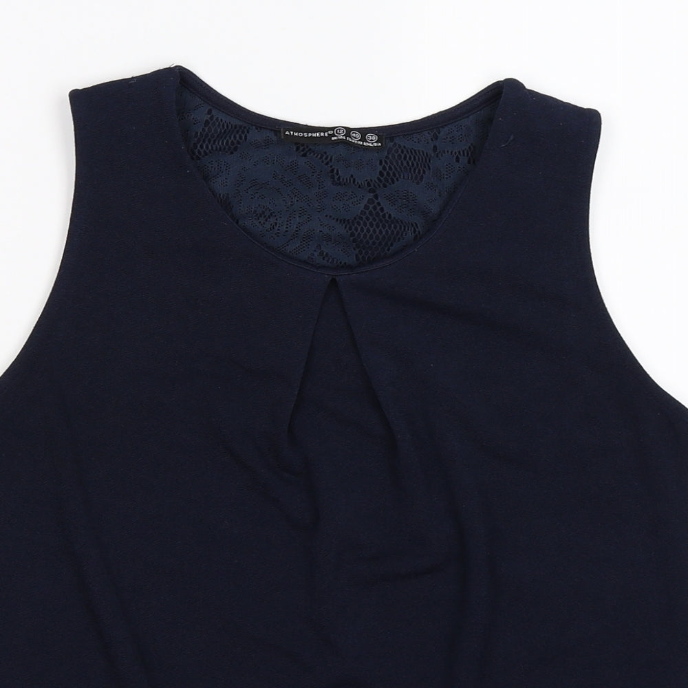Atmosphere Womens Blue Floral  Basic Tank Size 12  - lace back