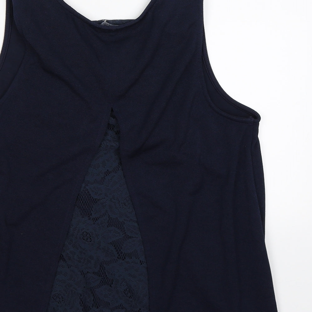 Atmosphere Womens Blue Floral  Basic Tank Size 12  - lace back