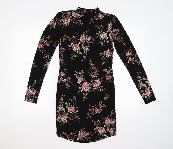 FOREVER 21 Womens Black Floral Knit Bodycon Size S