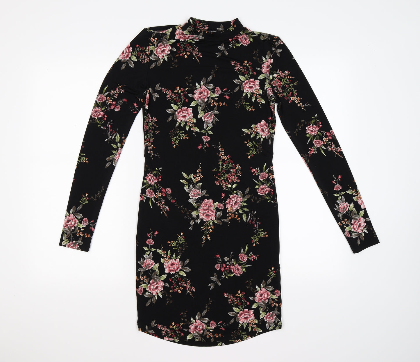FOREVER 21 Womens Black Floral Knit Bodycon  Size S
