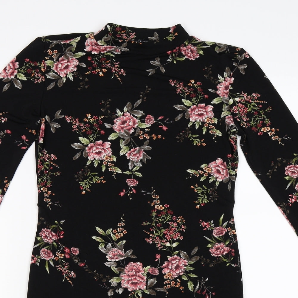 FOREVER 21 Womens Black Floral Knit Bodycon  Size S