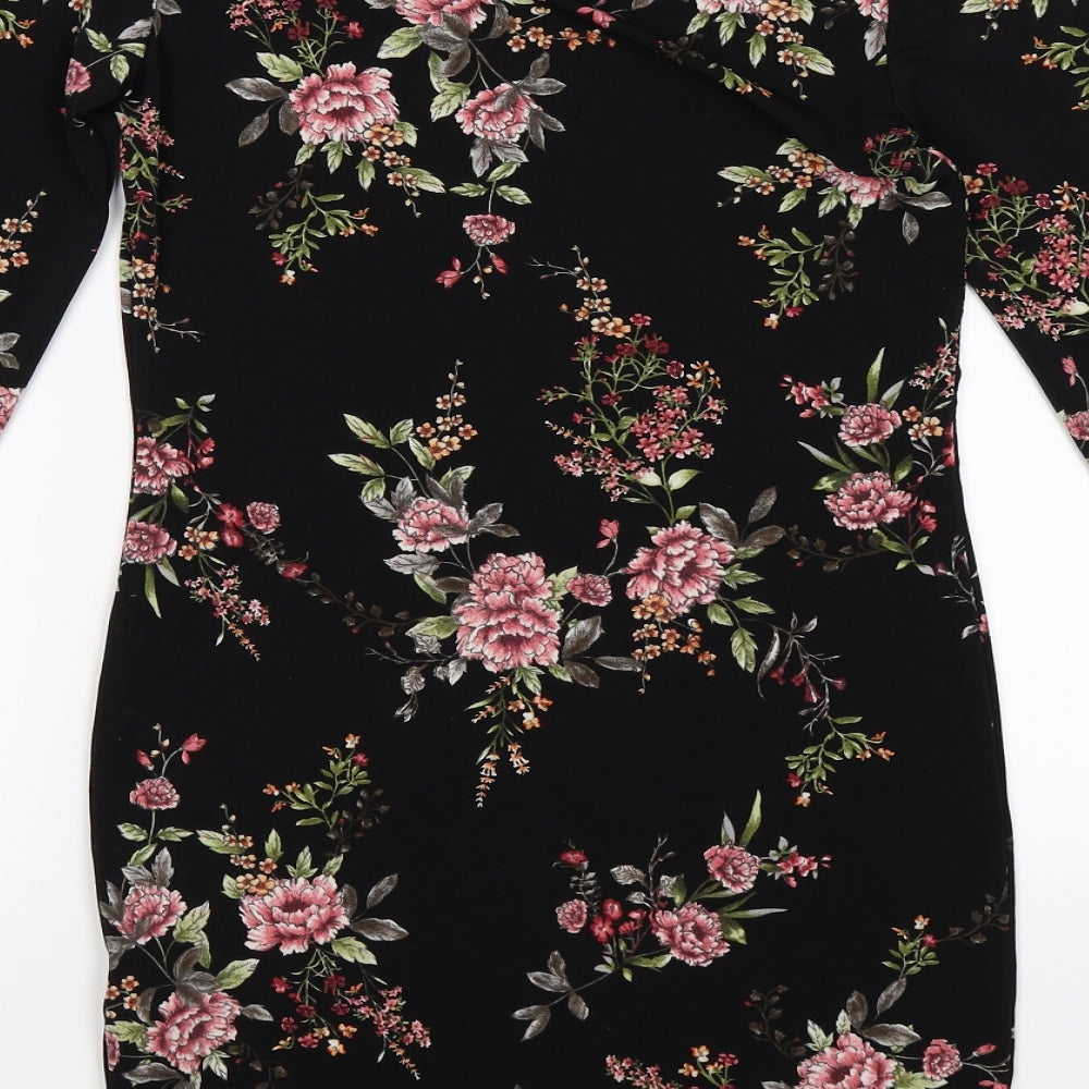 FOREVER 21 Womens Black Floral Knit Bodycon  Size S
