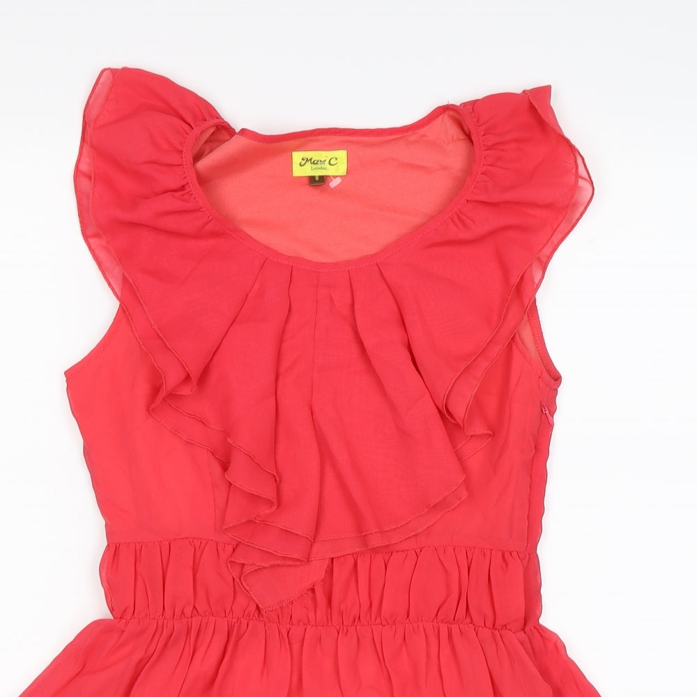 Max C Womens Red  Chiffon Skater Dress  Size 8