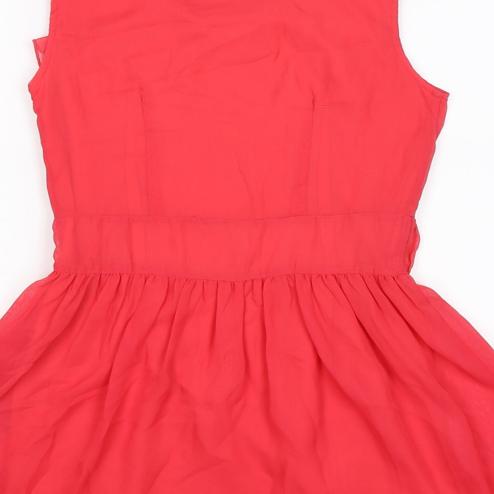 Max C Womens Red  Chiffon Skater Dress  Size 8