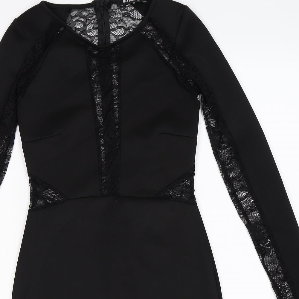 Missguided Womens Black Floral Satin Bodycon  Size 8