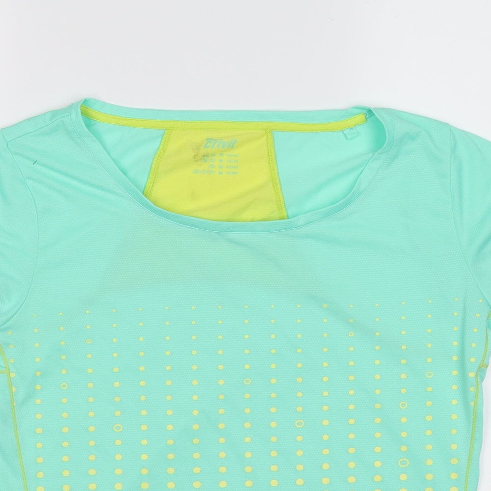Crivit Womens Green Polka Dot  Basic T-Shirt Size 14