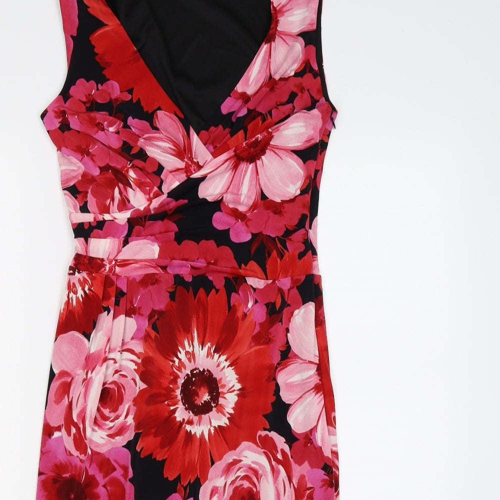 Phase Eight Womens Black Floral  Maxi  Size 10  - PINK FLOWERS