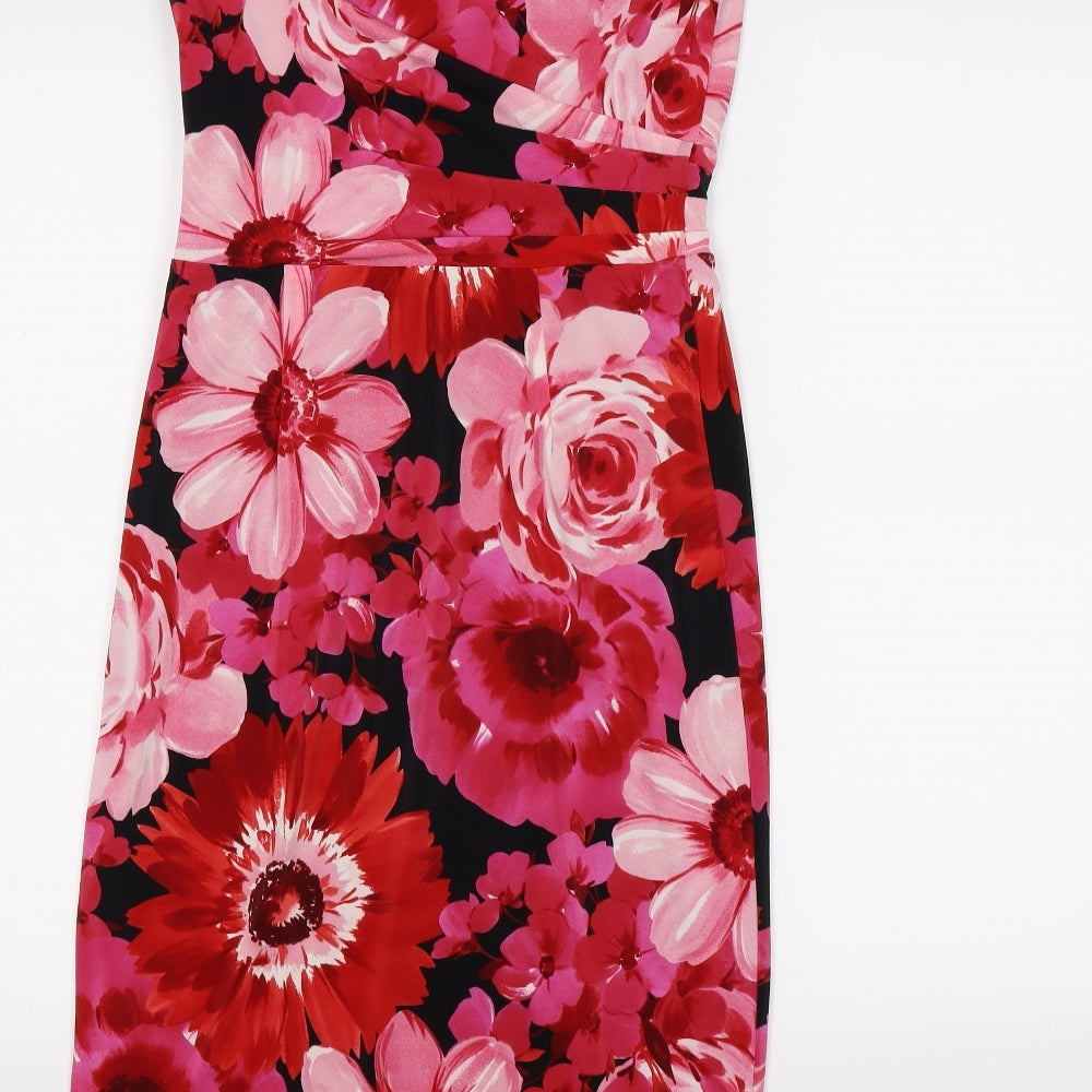 Phase Eight Womens Black Floral  Maxi  Size 10  - PINK FLOWERS