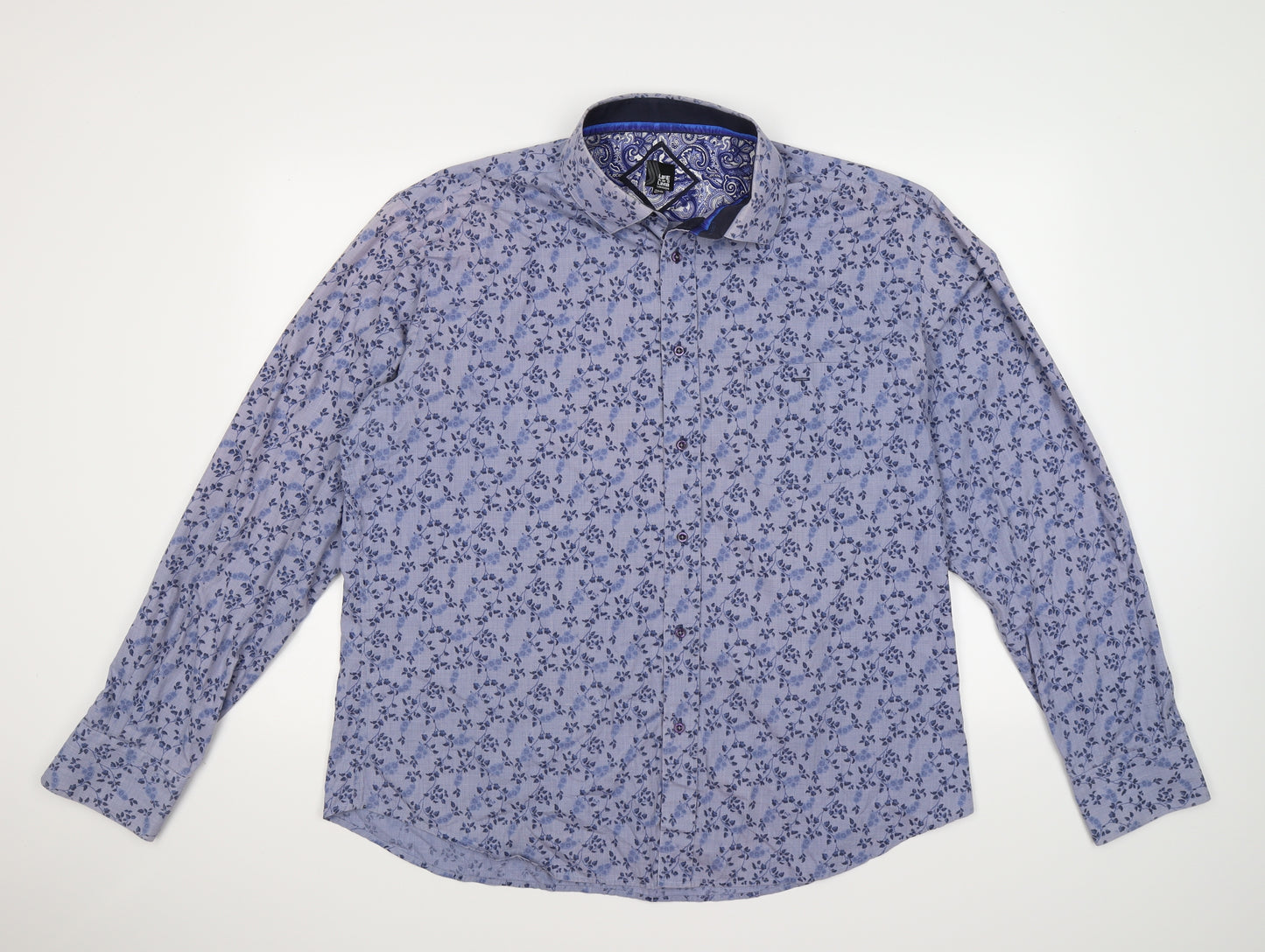life and limb Mens Blue Floral   Button-Up Size 2XL