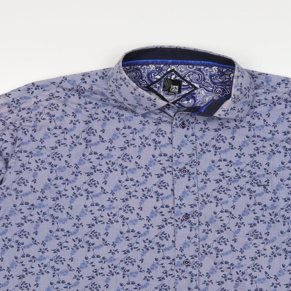 life and limb Mens Blue Floral   Button-Up Size 2XL