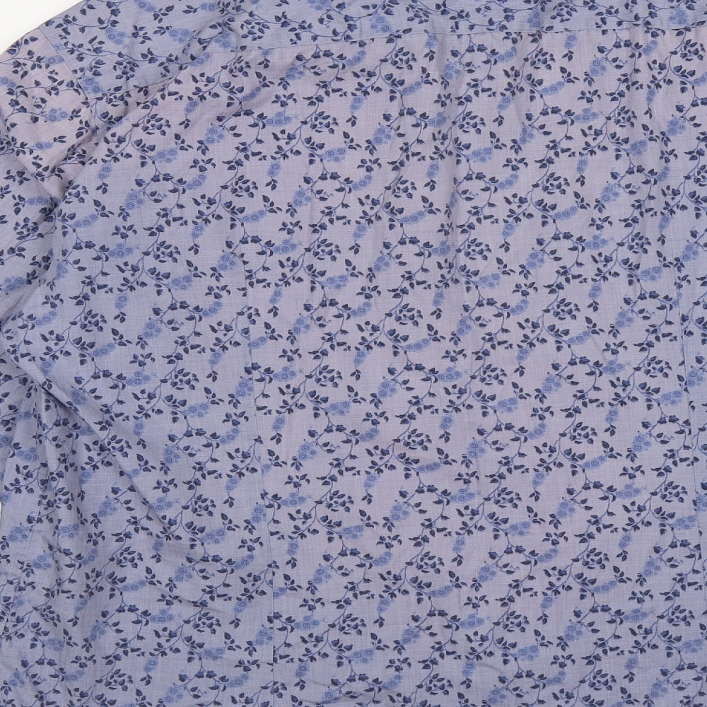 life and limb Mens Blue Floral   Button-Up Size 2XL