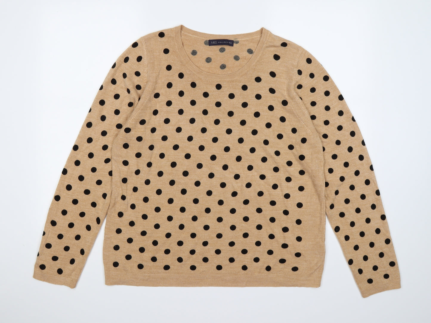 Marks and Spencer Womens Brown Polka Dot Knit Pullover Jumper Size 20