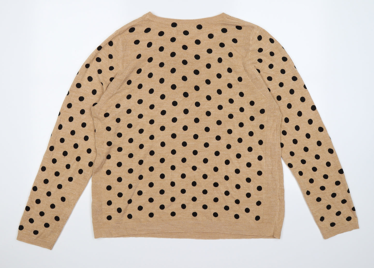 Marks and Spencer Womens Brown Polka Dot Knit Pullover Jumper Size 20