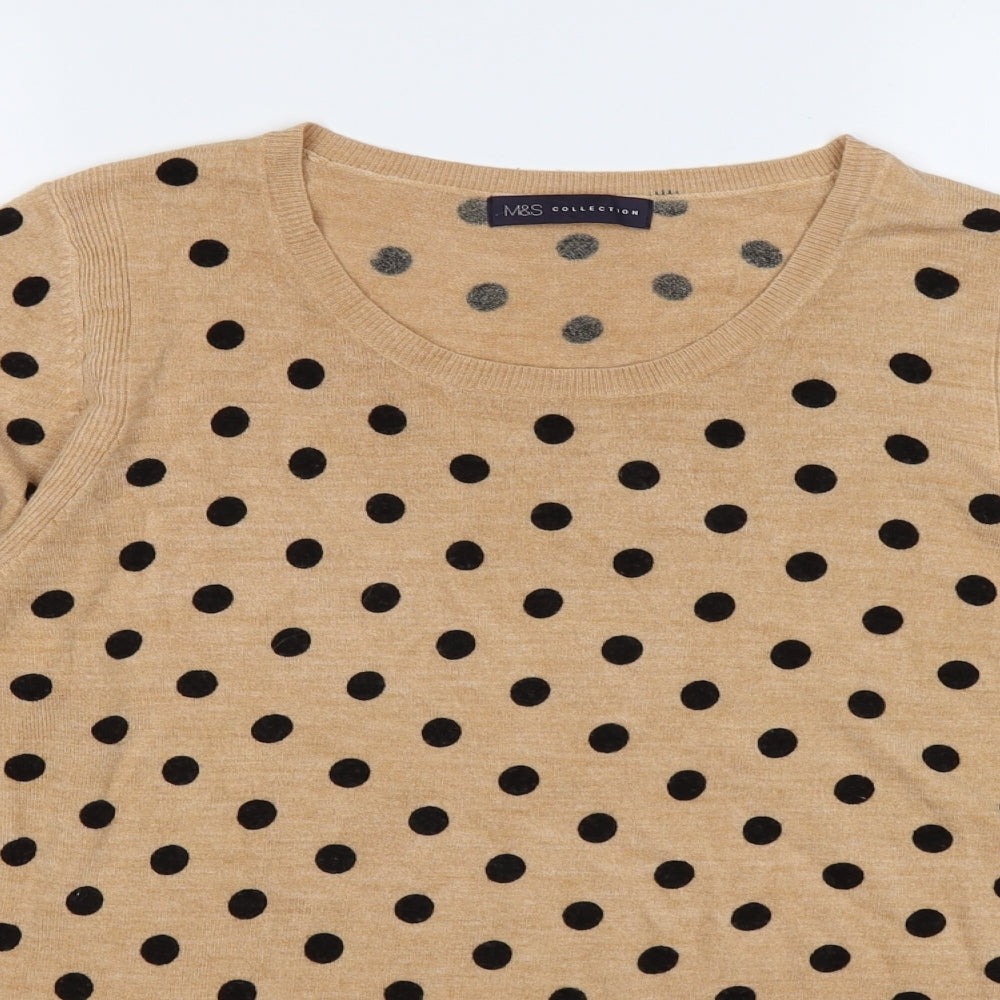 Marks and Spencer Womens Brown Polka Dot Knit Pullover Jumper Size 20