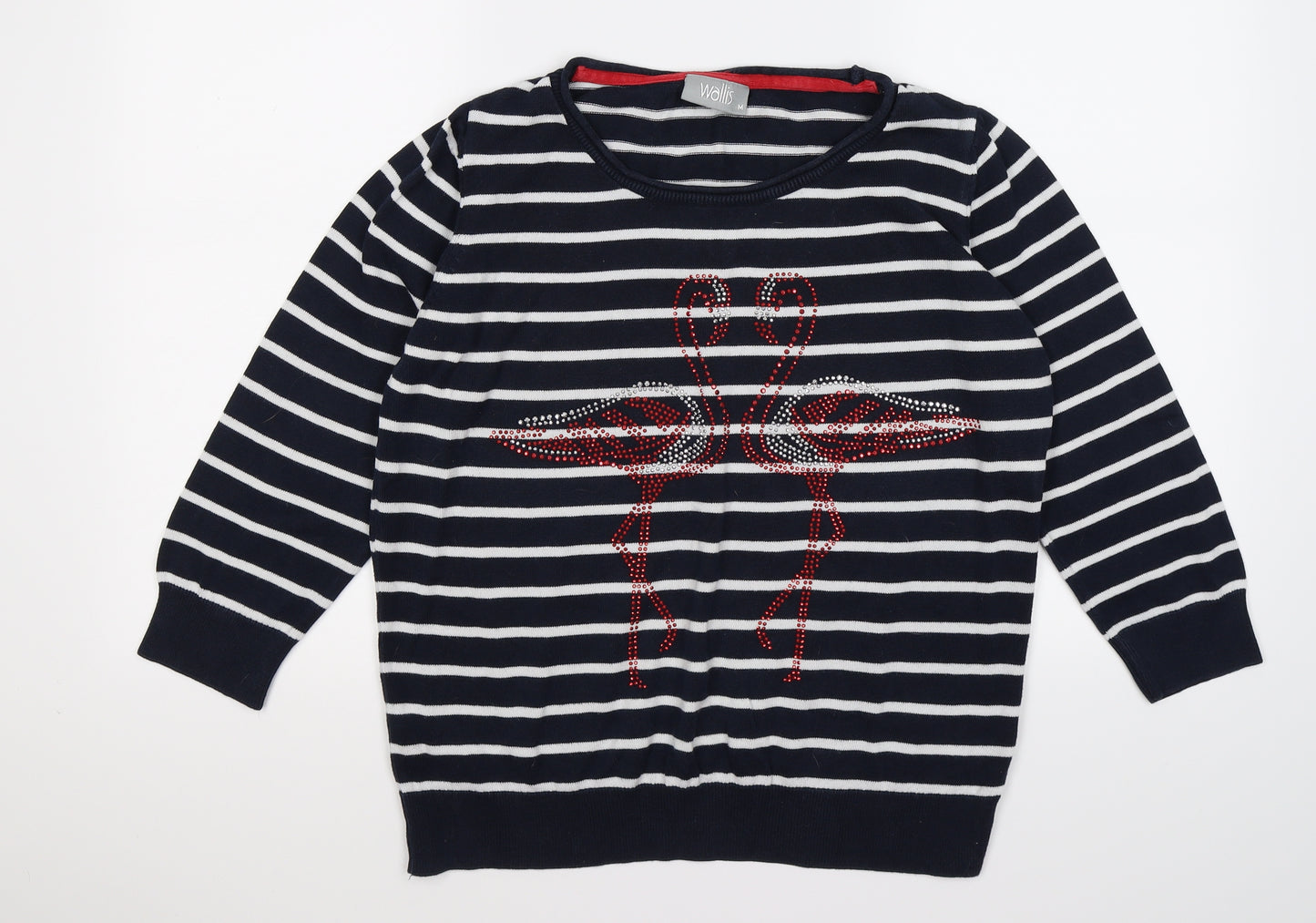 Wallis Womens Blue Striped Knit Pullover Jumper Size M  - flamingo