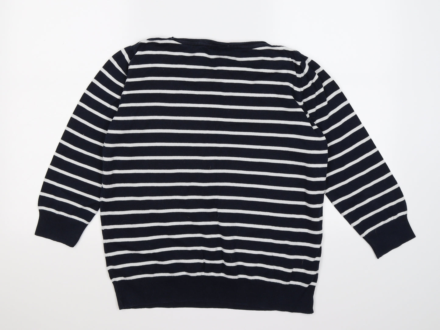 Wallis Womens Blue Striped Knit Pullover Jumper Size M  - flamingo