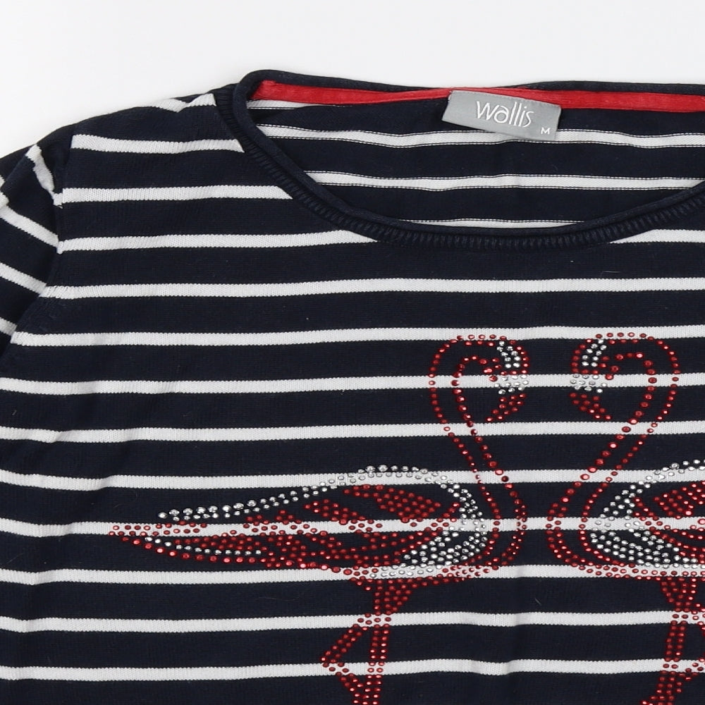 Wallis Womens Blue Striped Knit Pullover Jumper Size M  - flamingo