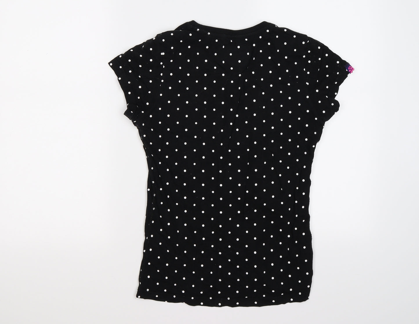 Superdry Womens Black Polka Dot  Basic T-Shirt Size 10