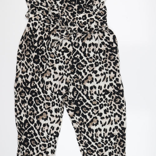 dorothy perkin Womens White Animal Print  Jumpsuit One-Piece Size 12 L26 in - leopard print