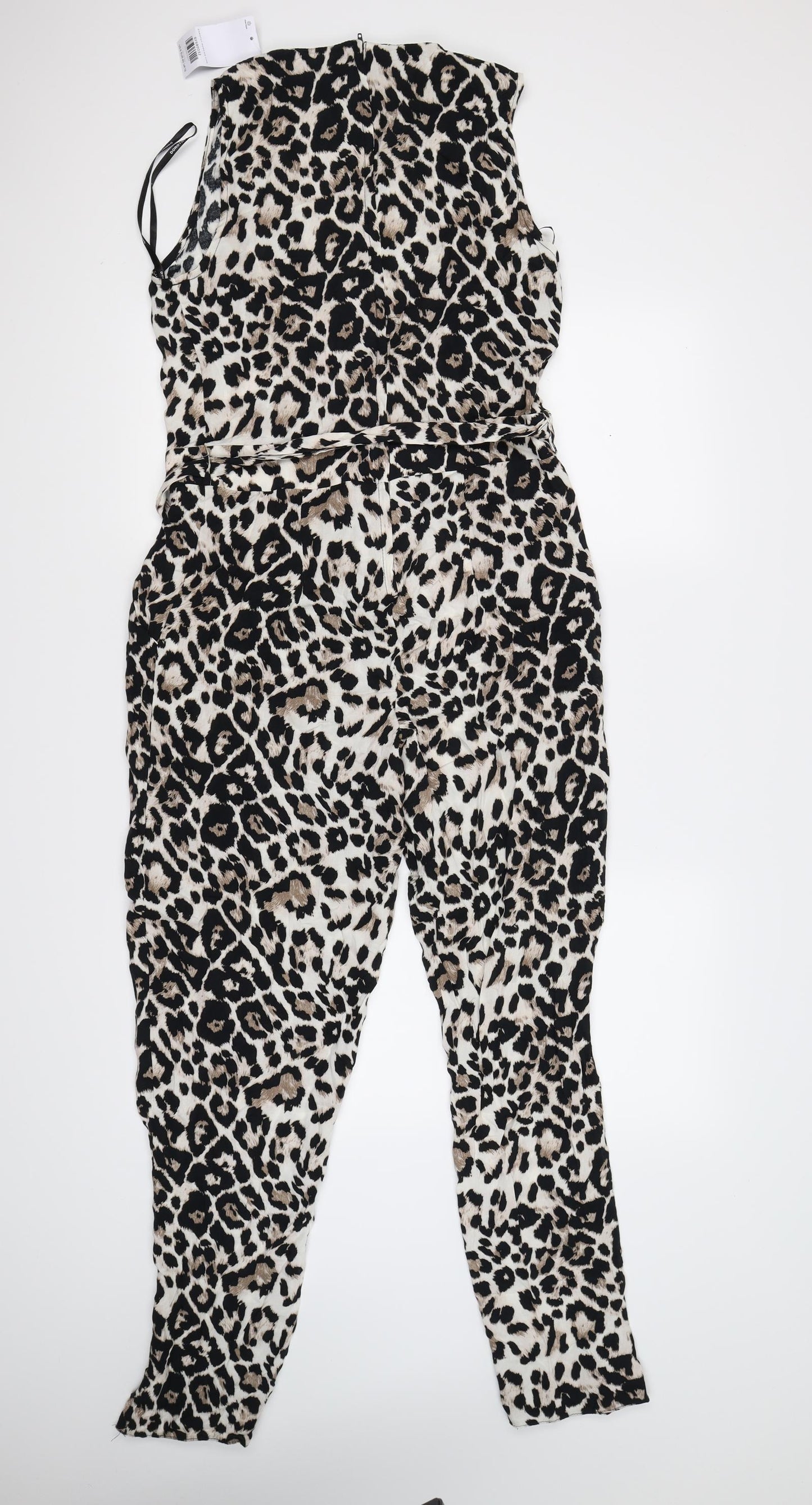dorothy perkin Womens White Animal Print  Jumpsuit One-Piece Size 12 L26 in - leopard print