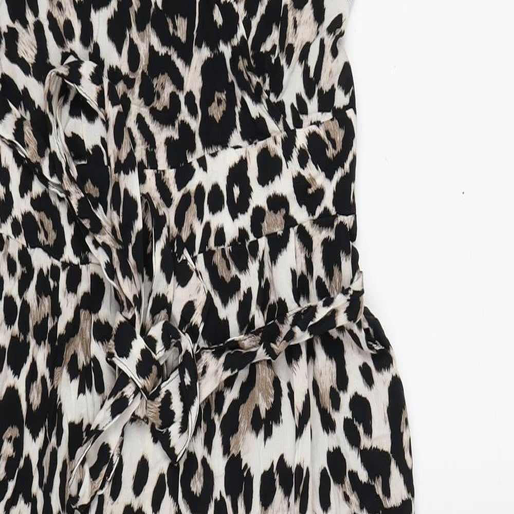 dorothy perkin Womens White Animal Print  Jumpsuit One-Piece Size 12 L26 in - leopard print