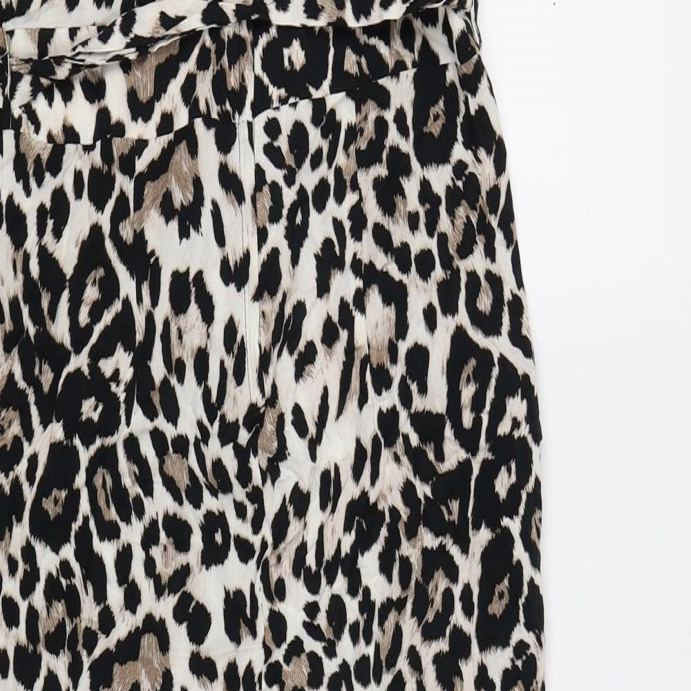 dorothy perkin Womens White Animal Print  Jumpsuit One-Piece Size 12 L26 in - leopard print