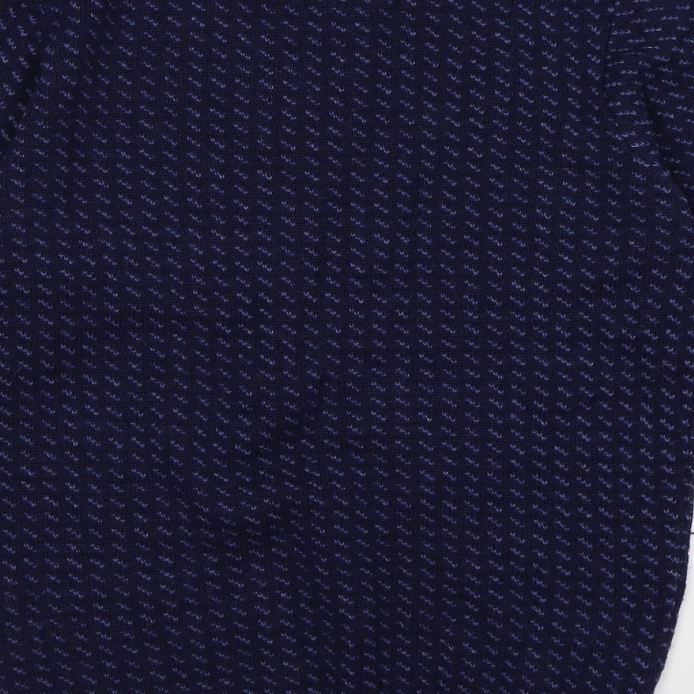 Marks and Spencer Mens Blue Geometric Knit Pullover Jumper Size S