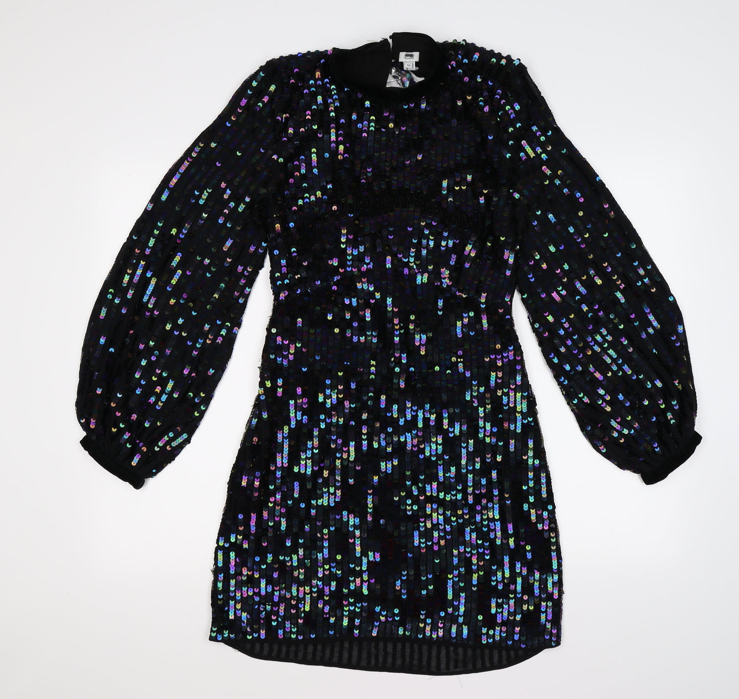 River Island Womens Black Polka Dot  Bodycon  Size 10  - requins